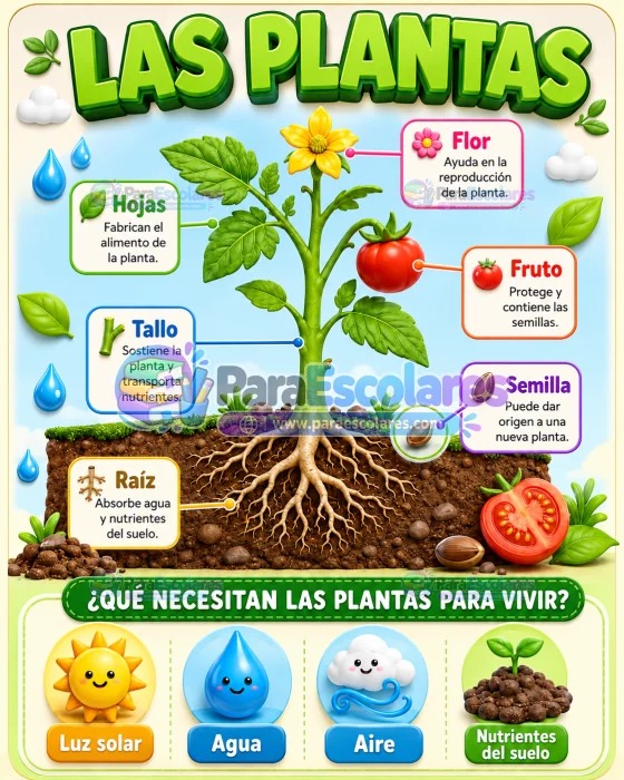 Póster Educativo Sobre Las Plantas